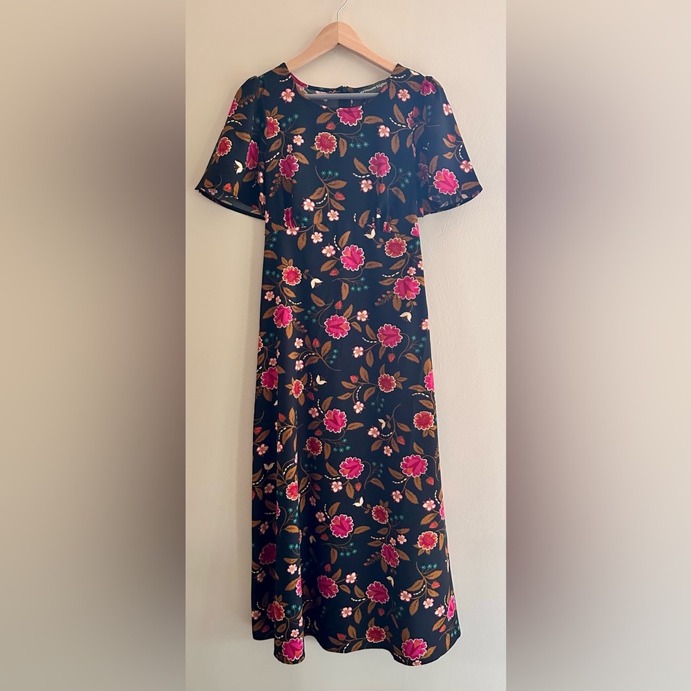 Princess Highway Black Dress with Pink and Brown Accents